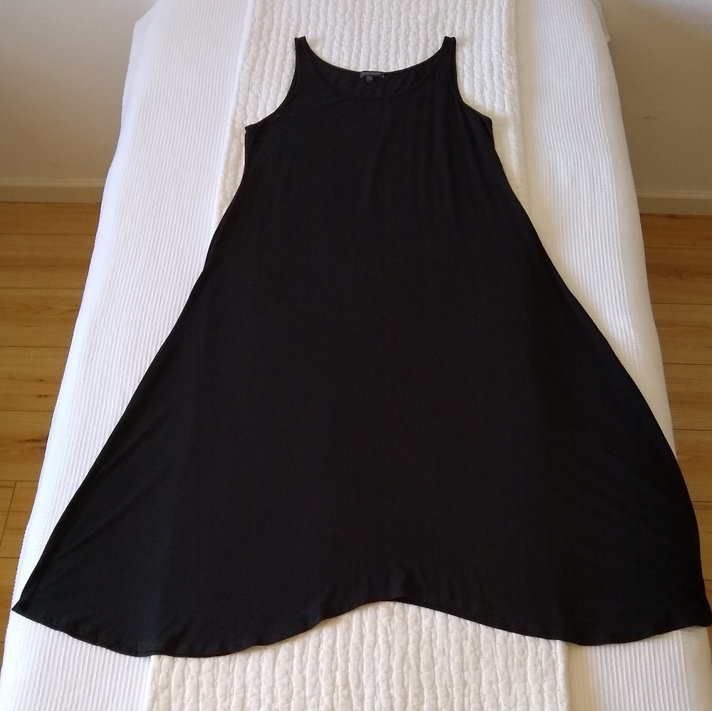 Eileen Fisher Jersey Tank Midi Black Dress L swing